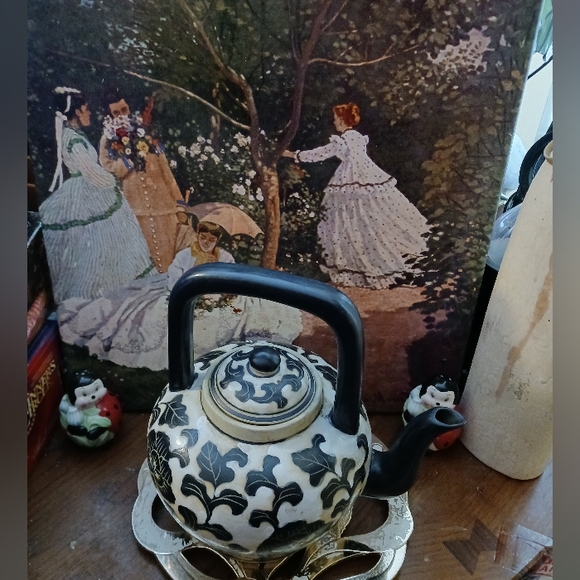 🫖Chinese Back&White Vintage Teapot 🍵 ☕️ RARE 1960's Asian Botanical Design.🫖 - Picture 9 of 14